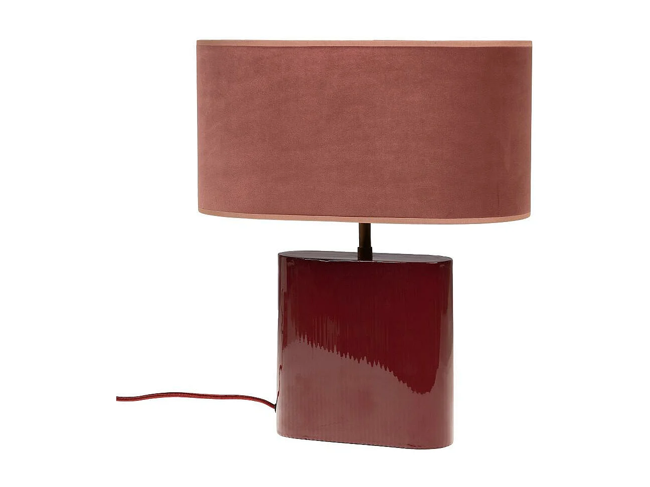 Lampe Paola bordeaux et abat-jour rose