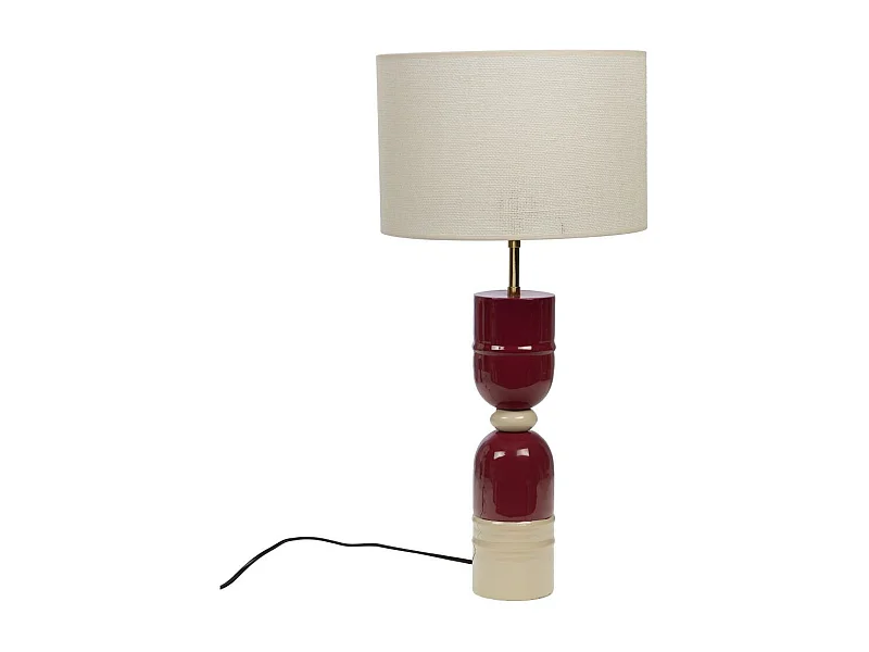 Lampe Smiles bordeaux abat-jour en jute