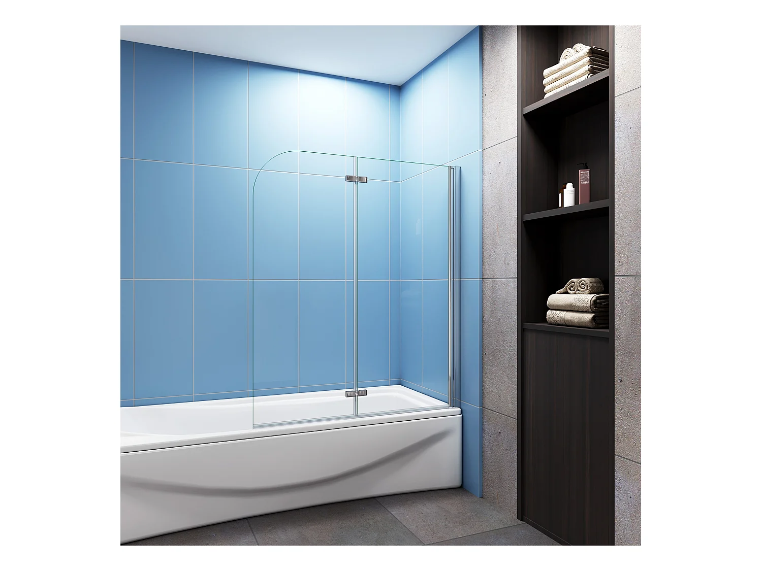 120x140cm Badscherm badwand 2 panelen vouwbaar,6mm NANO helder ESG-veiligheidsglas,profiel van glanzend chroom