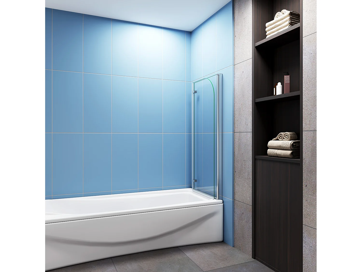 120x140cm Badscherm badwand 2 panelen vouwbaar,6mm NANO helder ESG-veiligheidsglas,profiel van glanzend chroom