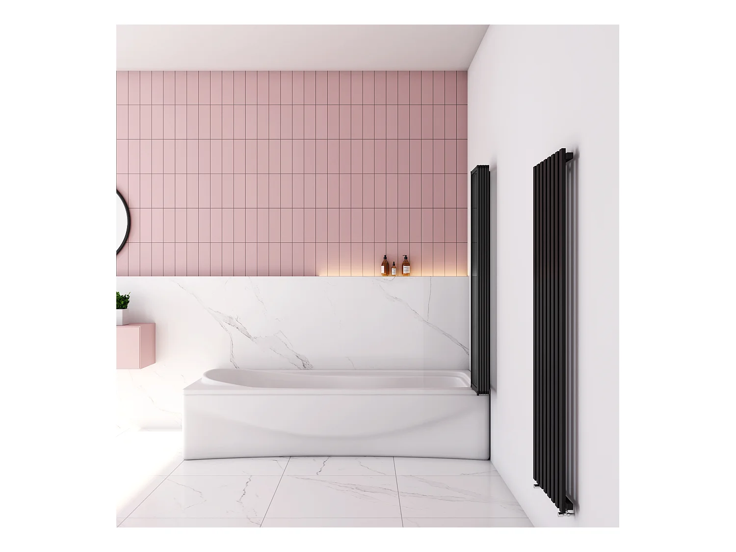 120x140cm Badwand 5-delig vouwbaar,4mm helder ESG-veiligheidsglas - mat zwart profiel