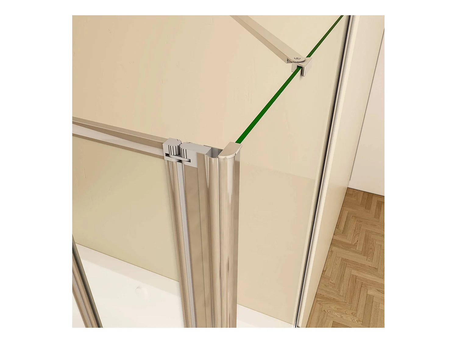 120x80x140cm Badwand 5 panelen vouwbaar met vast zijwand,4mm helder ESG-veiligheidsglas,profiel van glanzend chroom