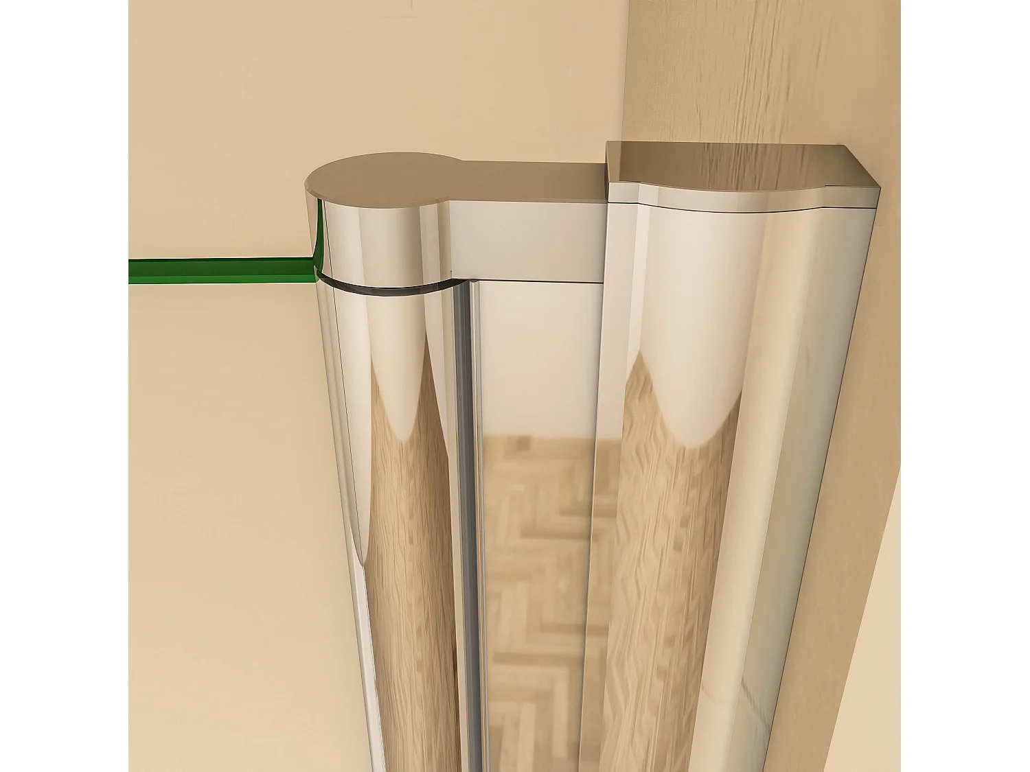 100x150cm Kwartrond draaibaar badwand,8mm helder gehard veiligheids glas,40cm handdoekstang