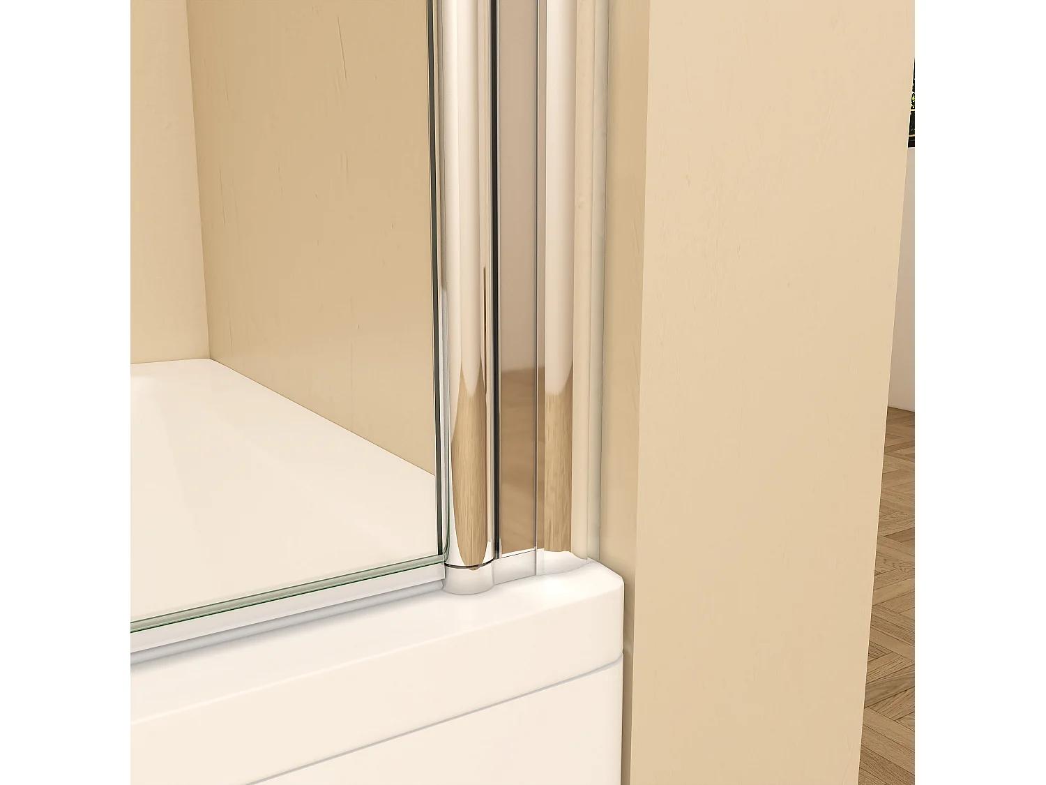 100x150cm Kwartrond draaibaar badwand,8mm helder gehard veiligheids glas,40cm handdoekstang