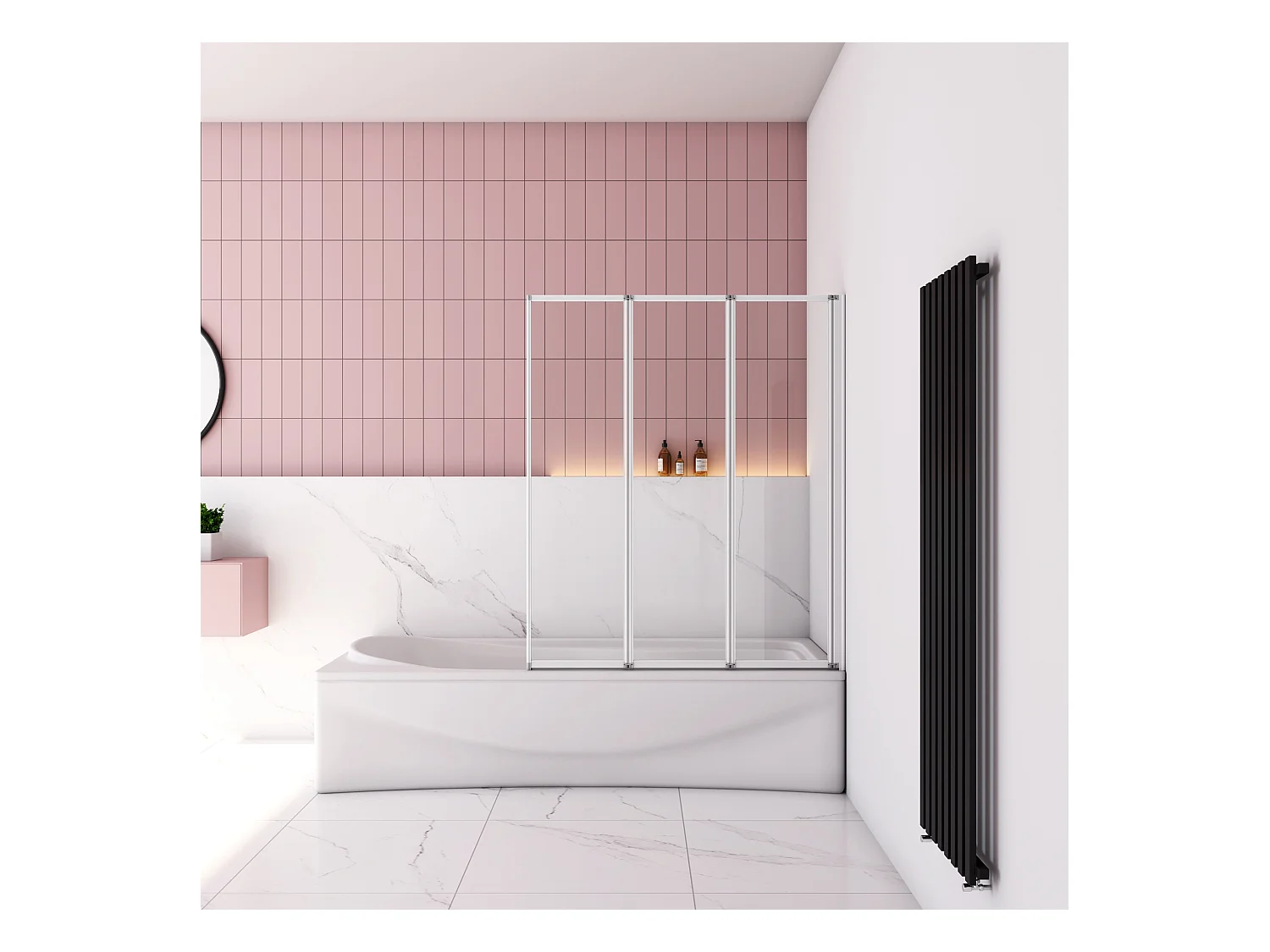 Badwand 3 panelen vouwbaar 120x140 cm,4mm helder ESG-veiligheidsglas,profiel van mat grijs