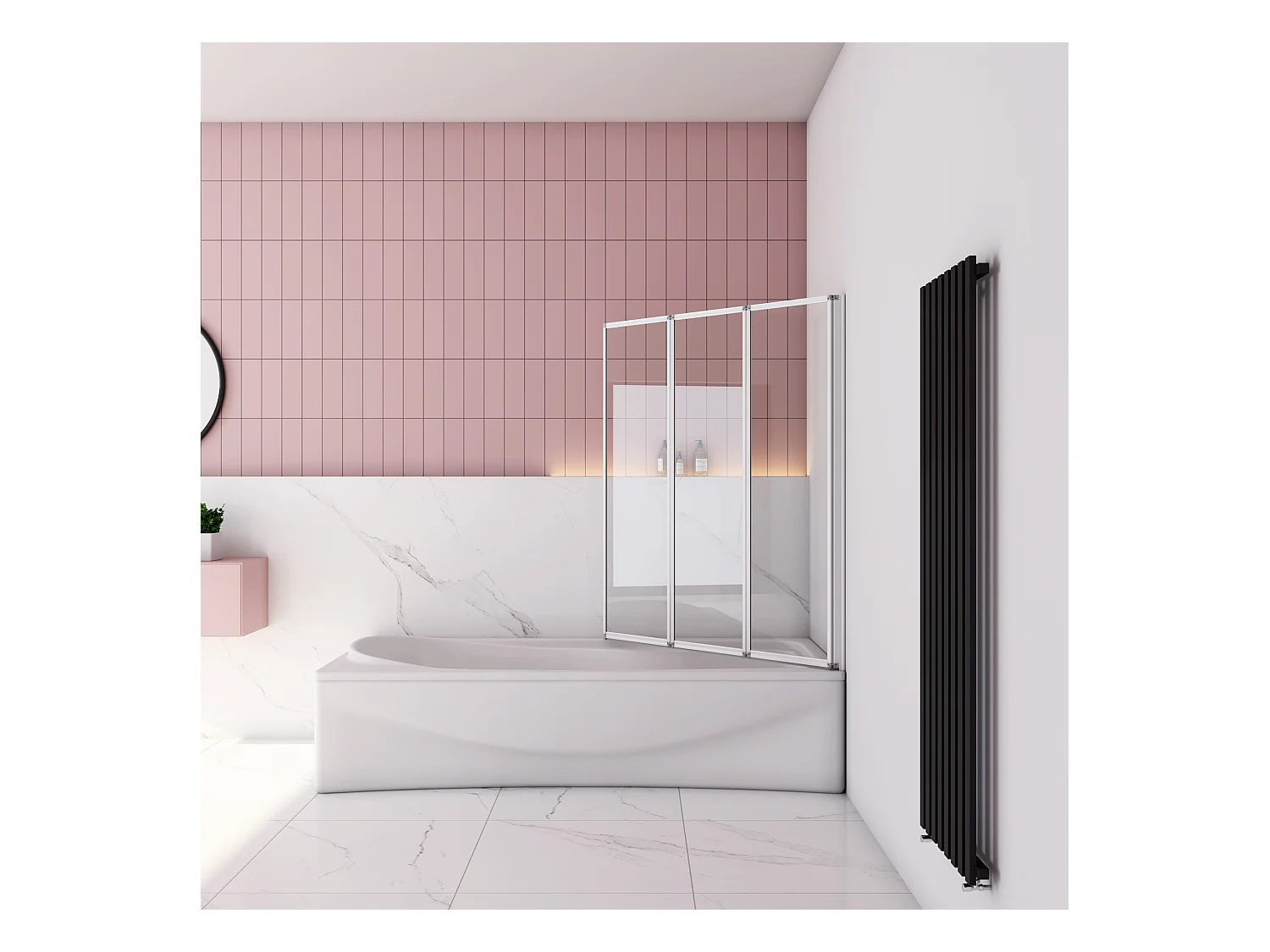 Badwand 3 panelen vouwbaar 120x140 cm,4mm helder ESG-veiligheidsglas,profiel van mat grijs