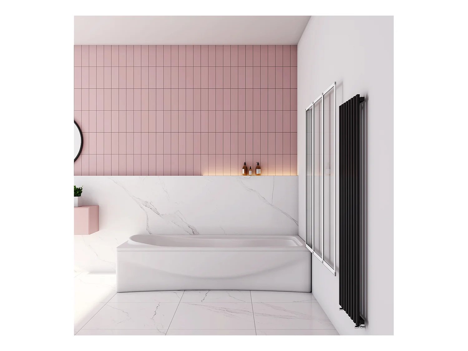 Badwand 3 panelen vouwbaar 120x140 cm,4mm helder ESG-veiligheidsglas,profiel van mat grijs