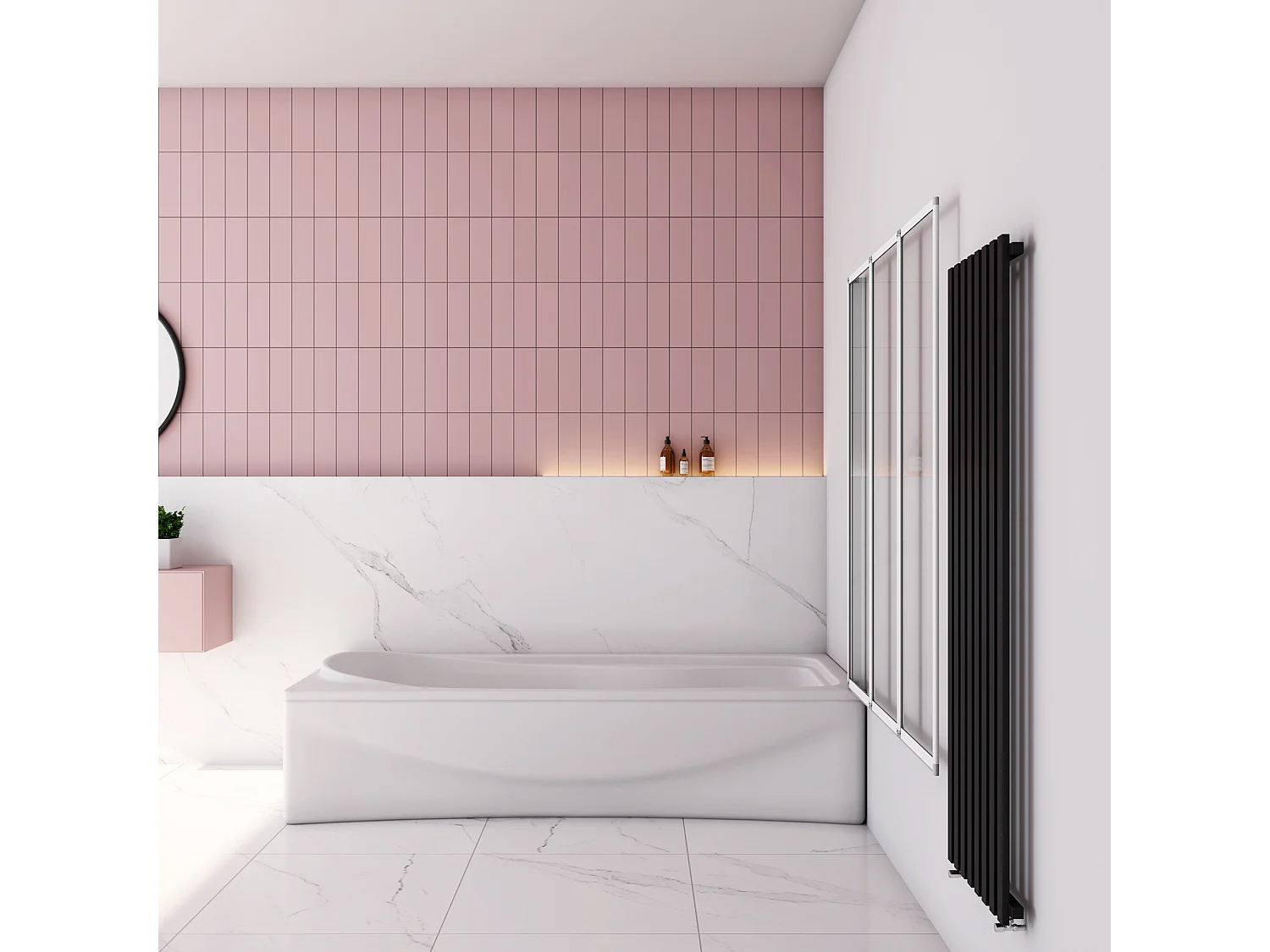 Badwand 3 panelen vouwbaar 120x140 cm,4mm helder ESG-veiligheidsglas,profiel van mat grijs