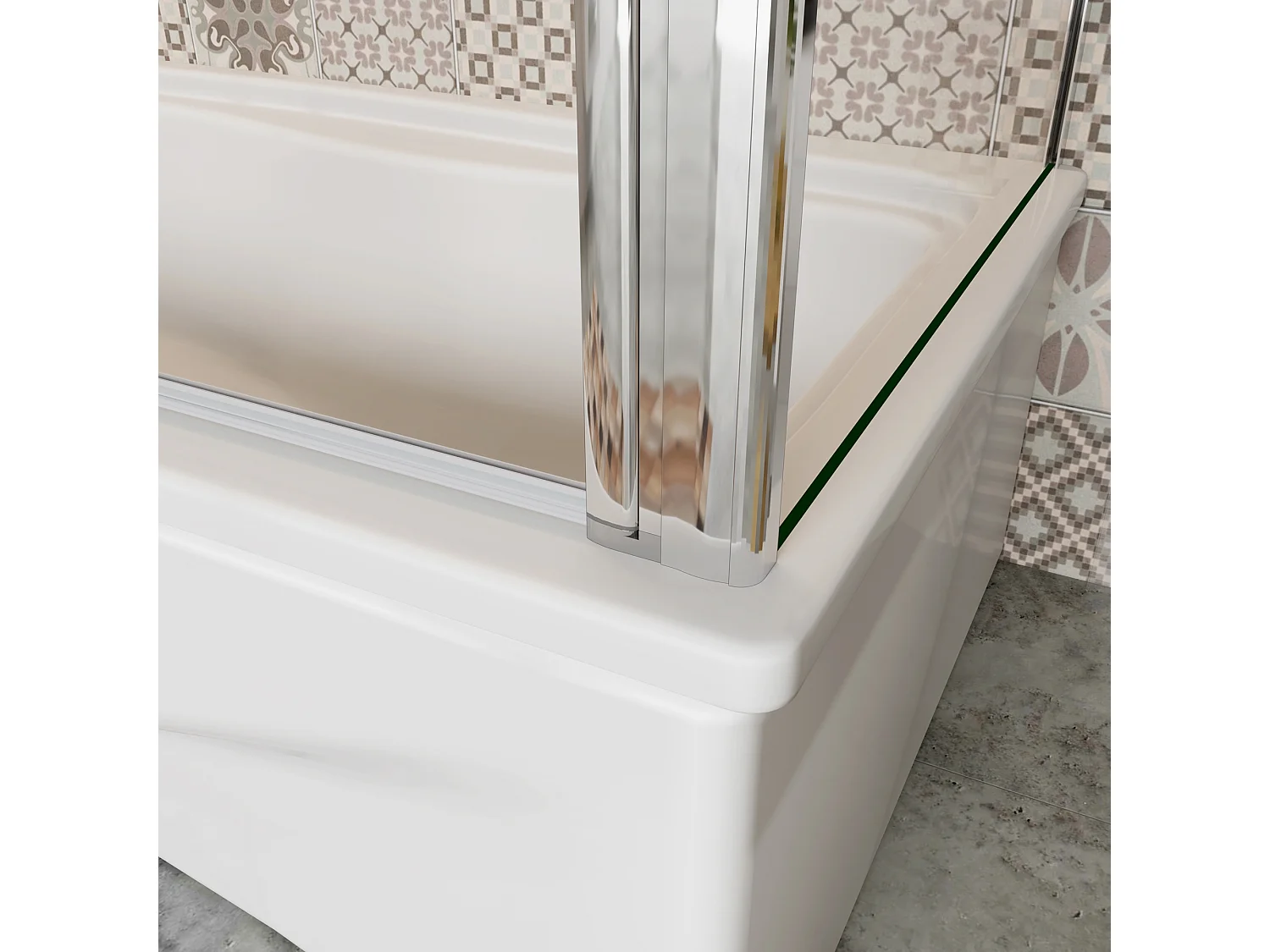 100x70x140cm Badwand vouwbaar met vast zijwand,6 mm nano helder veiligheidsglas,verchroomd handdoekstang - glanzend chroom