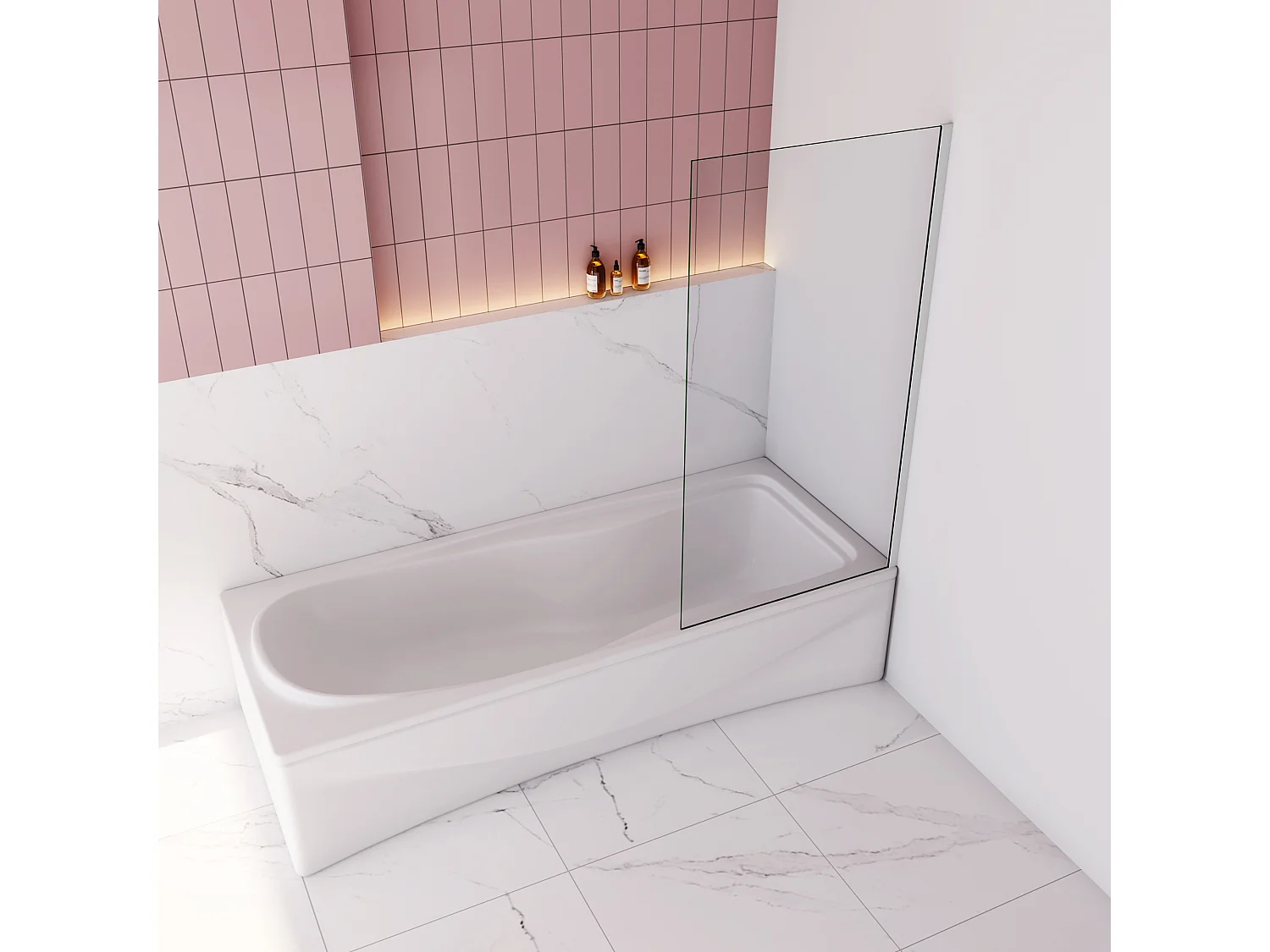 75x140cm Badscherm badwand draaibaar,6 mm nano helder veiligheidsglas - glanzend chroom