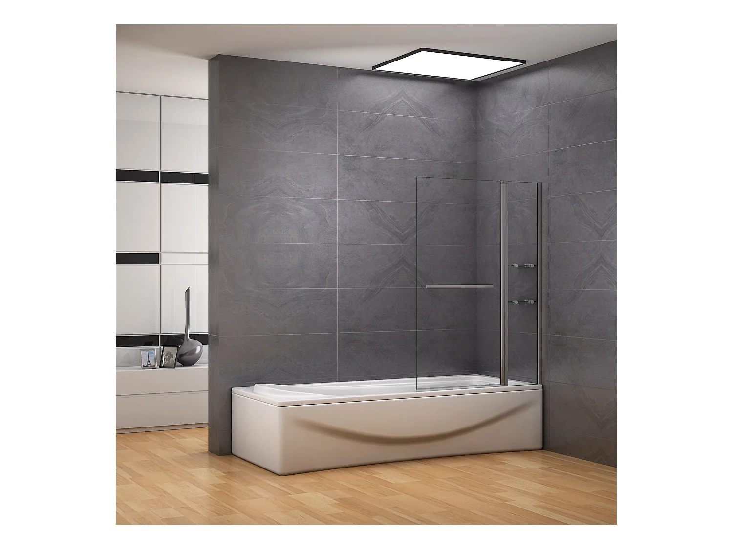 Badscherm badwand draaibaar 100x140 cm,6mm helder ESG-veiligheidsglas,inclusief handdoekenrek en hoekplanken - glanzend chroom
