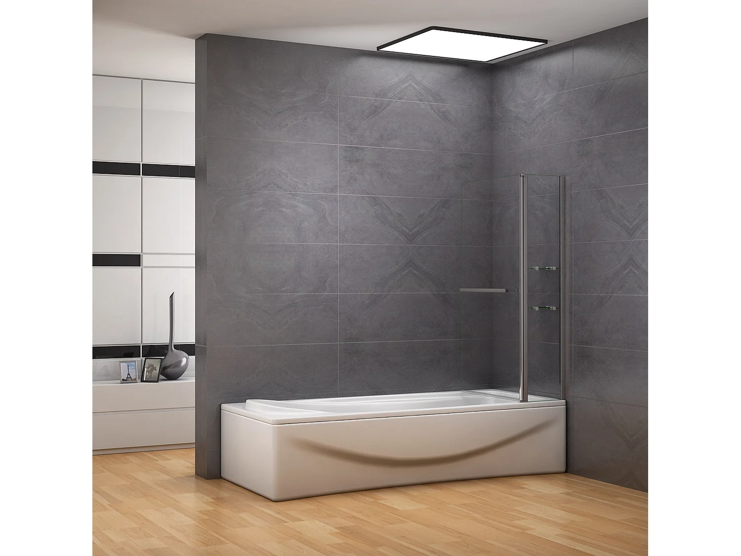 Badscherm badwand draaibaar 100x140 cm,6mm helder ESG-veiligheidsglas,inclusief handdoekenrek en hoekplanken - glanzend chroom