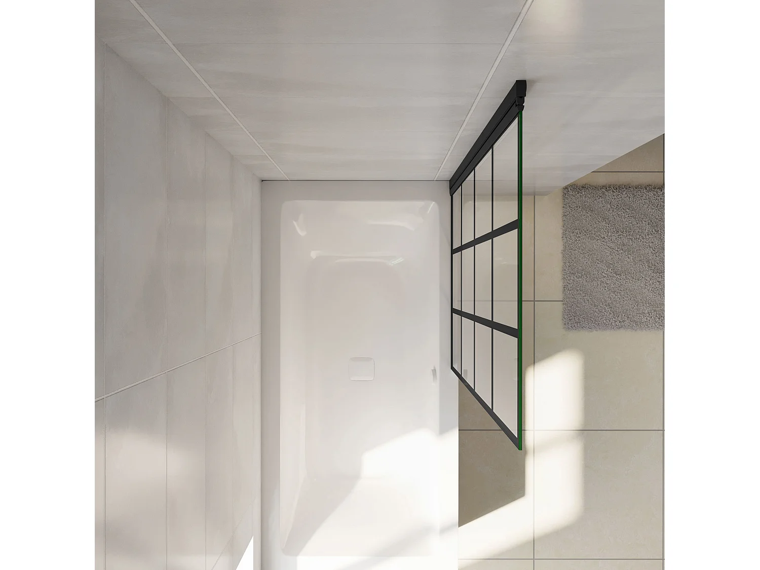 80x140cm Badscherm badwand draaibaar,6mm nano helder veiligheidsglas - mat zwart profiel