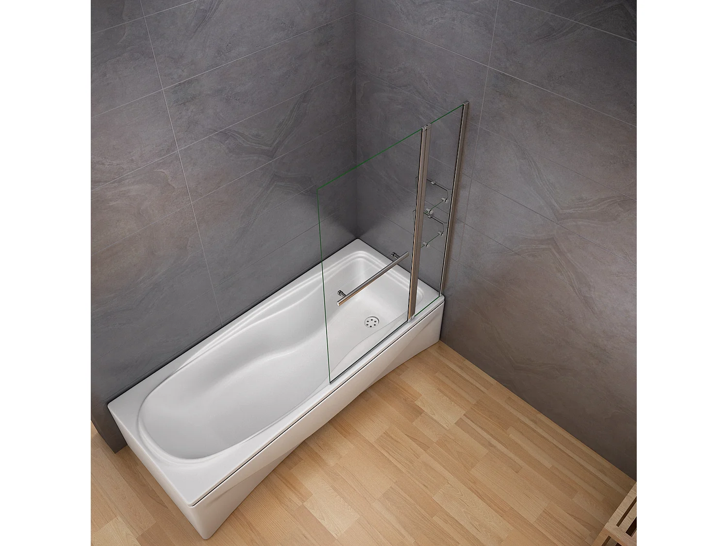 Badscherm badwand draaibaar 120x140 cm,6mm helder ESG-veiligheidsglas,inclusief handdoekenrek en hoekplanken - glanzend chroom