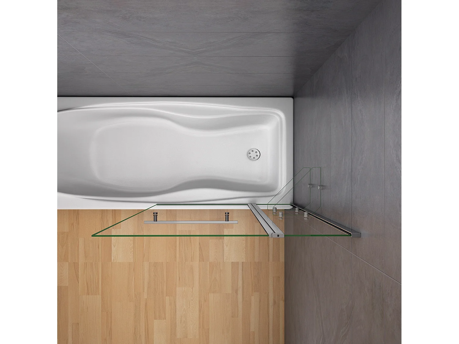 Badscherm badwand draaibaar 120x140 cm,6mm helder ESG-veiligheidsglas,inclusief handdoekenrek en hoekplanken - glanzend chroom