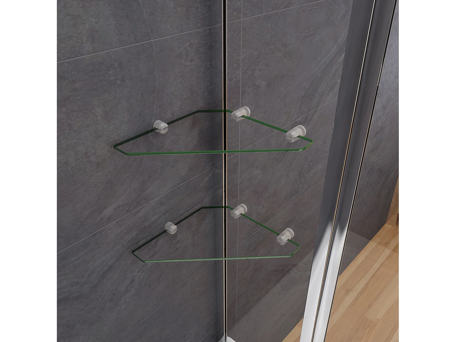 Badscherm badwand draaibaar 120x140 cm,6mm helder ESG-veiligheidsglas,inclusief handdoekenrek en hoekplanken - glanzend chroom