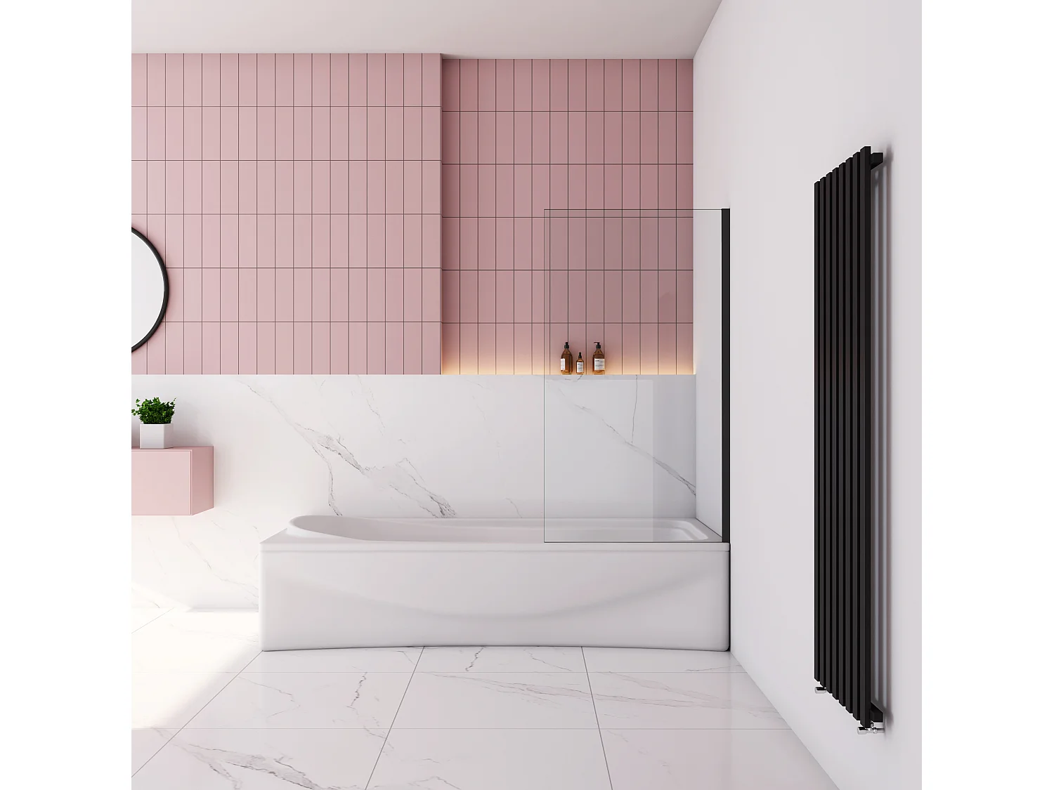 70x140cm Badscherm badwand draaibaar,6 mm nano helder veiligheidsglas - mat zwart profiel