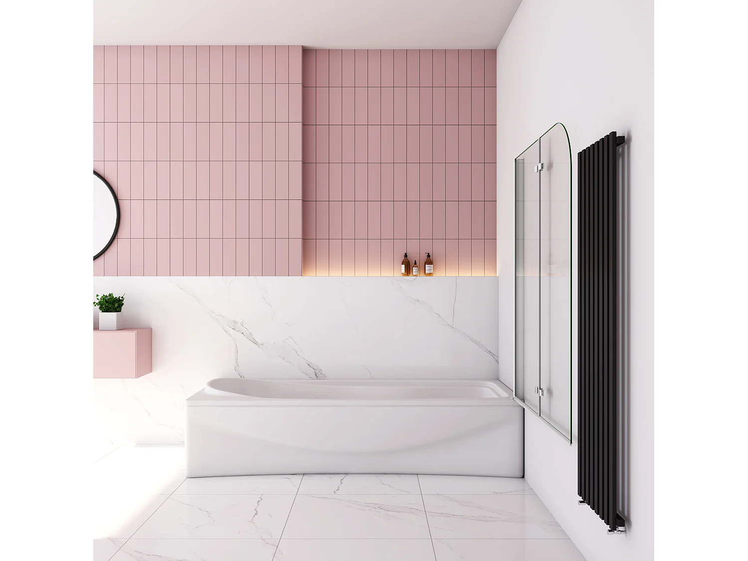 100x140cm Badscherm badwand 2 panelen vouwbaar,6mm NANO helder ESG-veiligheidsglas - mat wit profiel