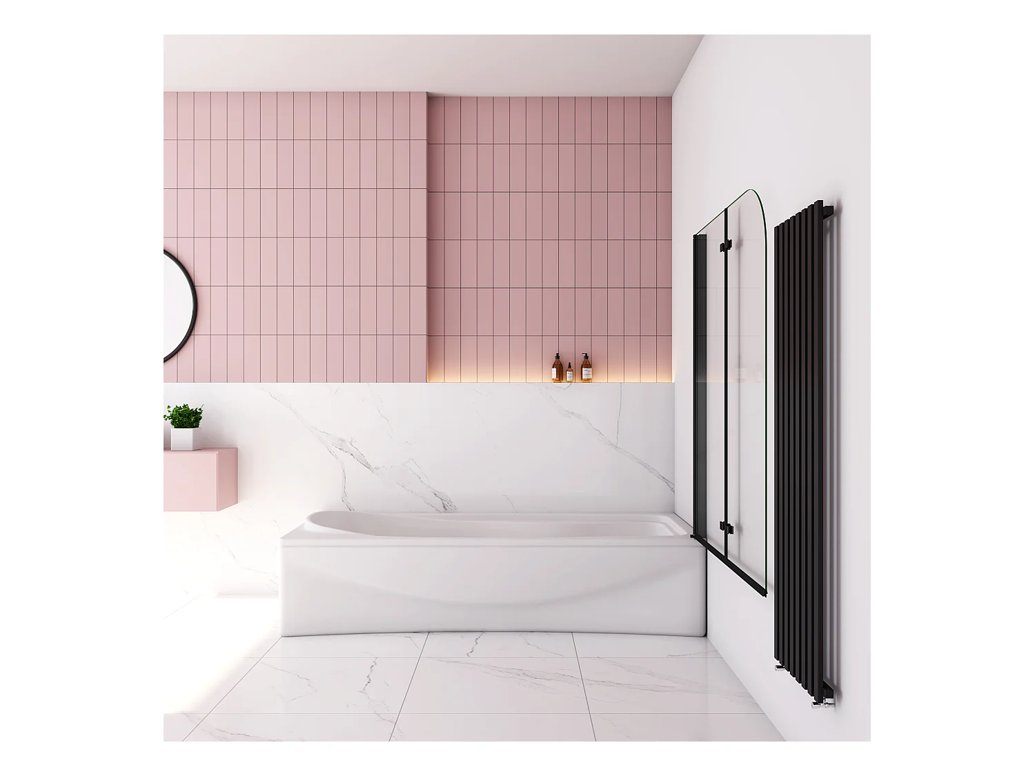 110x140cm Badscherm badwand 2 panelen vouwbaar,6mm NANO helder ESG-veiligheidsglas- mat zwart profiel