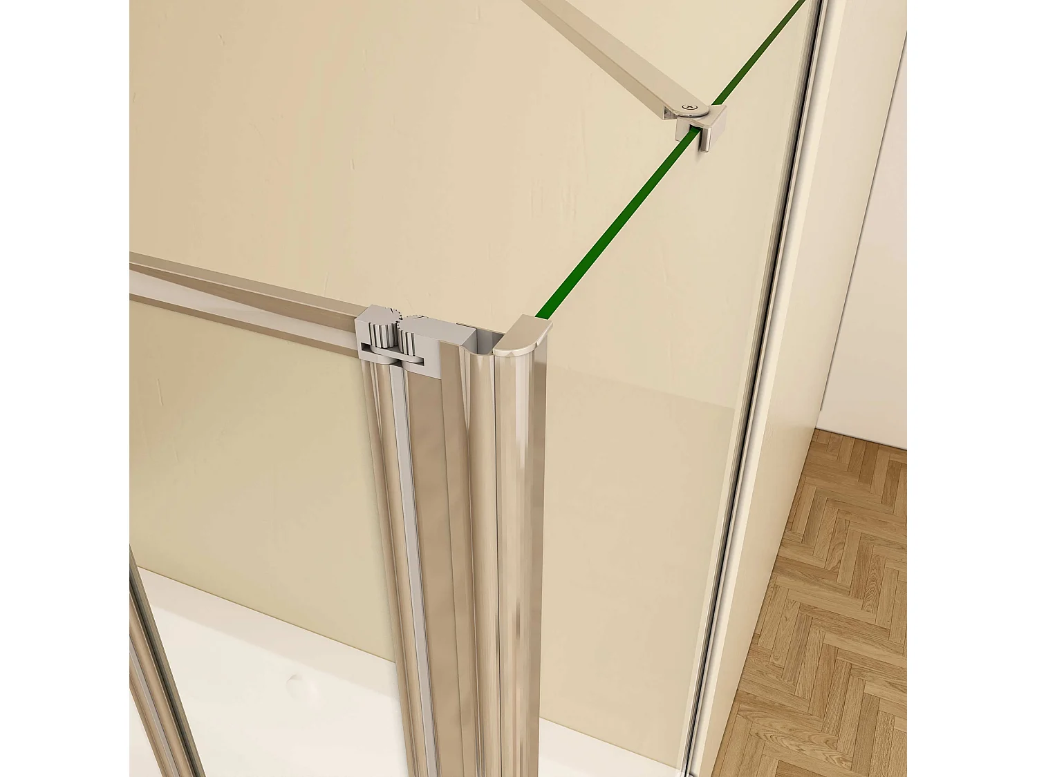 120x75x140cm Badwand 5 panelen vouwbaar met vast zijwand,4mm helder ESG-veiligheidsglas,profiel van glanzend chroom