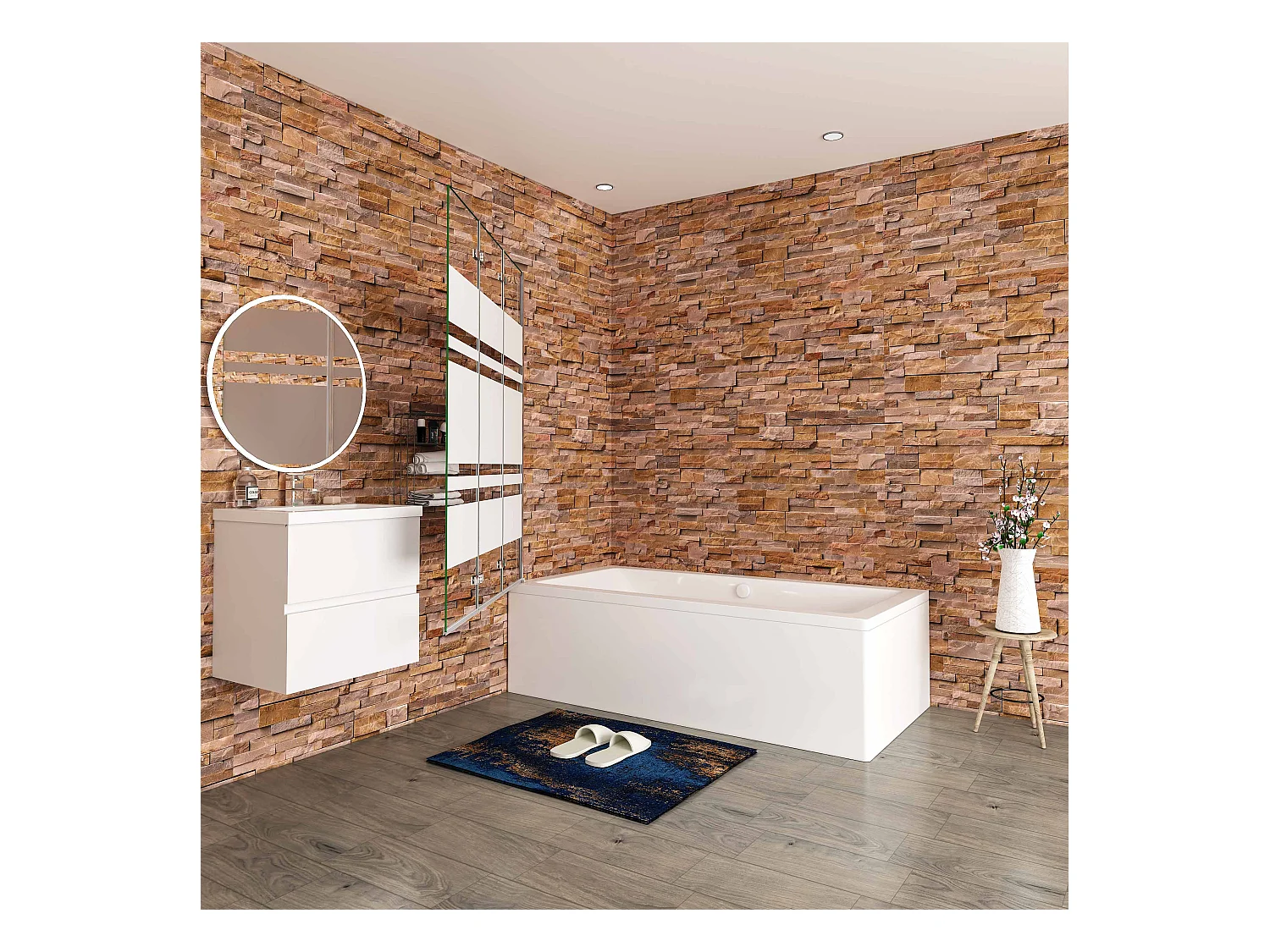 Opvouwbaar badwand 3 panelen vouwbaar 140x140cm,6 mm nano helder veiligheidsglas met horizontale strepen - glanzend chroom