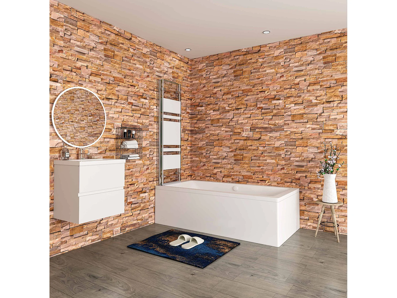 Opvouwbaar badwand 3 panelen vouwbaar 140x140cm,6 mm nano helder veiligheidsglas met horizontale strepen - glanzend chroom