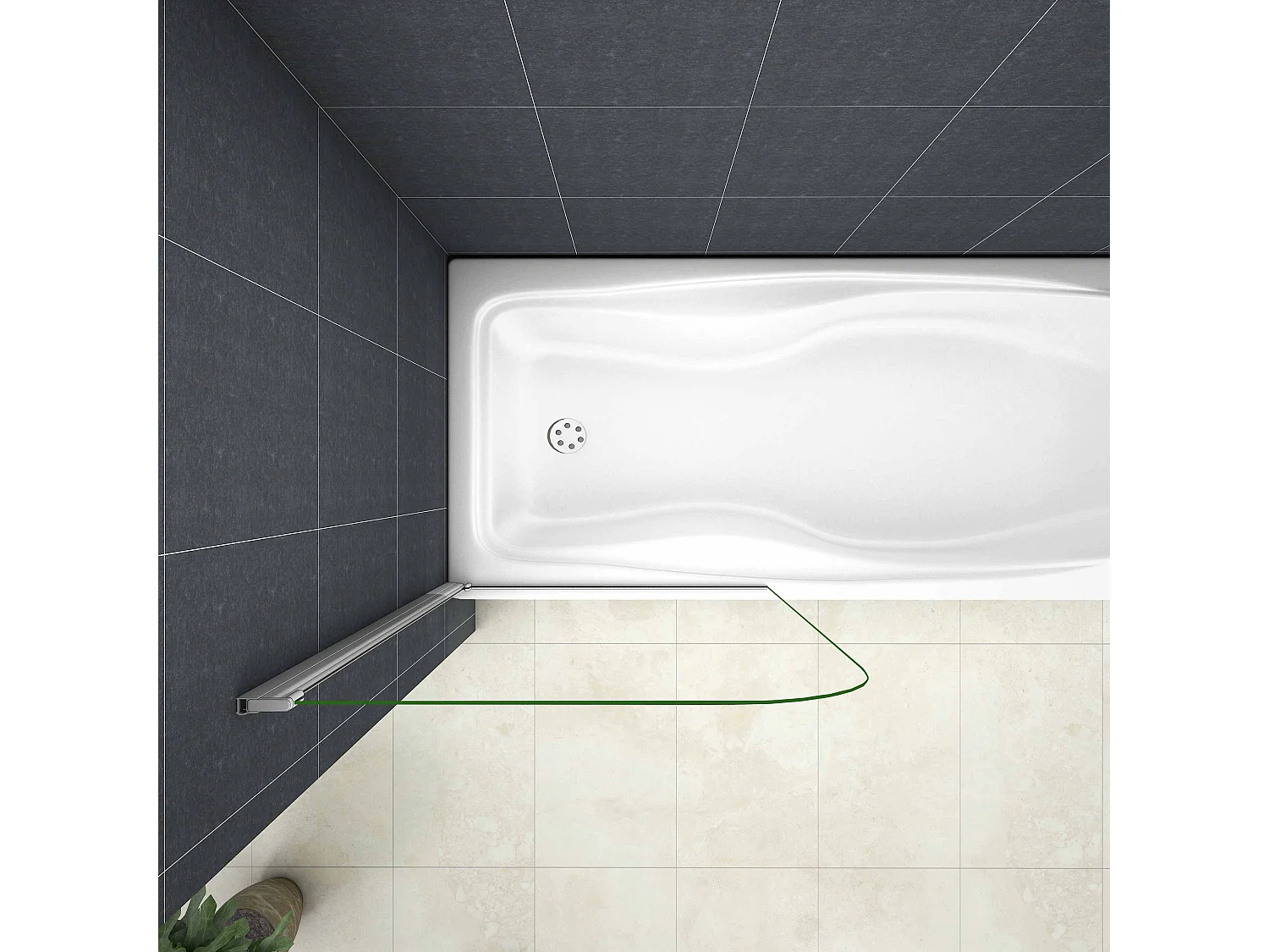 75x140cm Badscherm badwand draaibaar,4mm helder veiligheidsglas - mat wit profiel