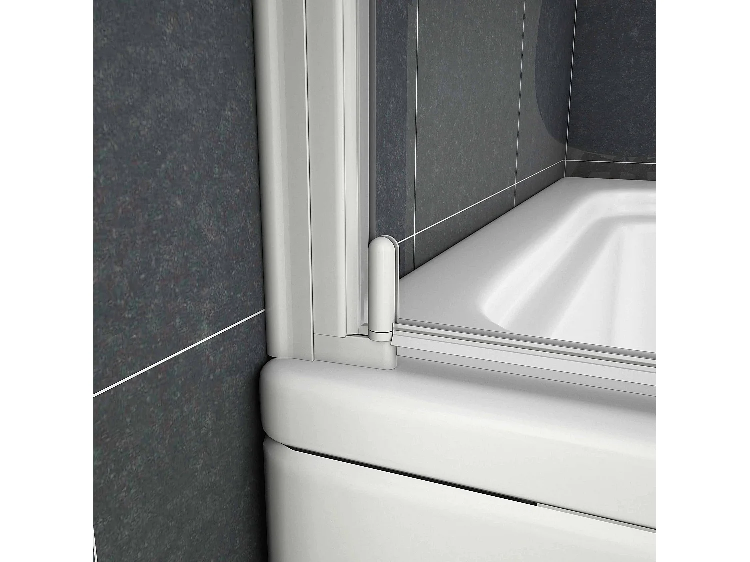 75x140cm Badscherm badwand draaibaar,4mm helder veiligheidsglas - mat wit profiel