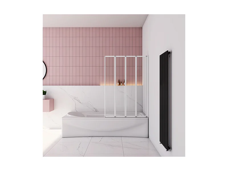 Badwand 4 panelen vouwbaar 100x140 cm,4mm helder ESG-veiligheidsglas,profiel van mat grijs