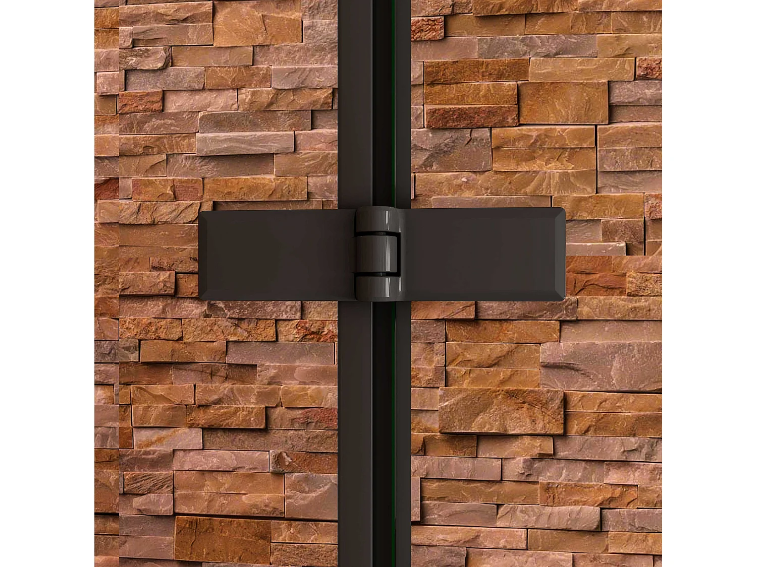 140x80x140cm Badwand 3 panelen vouwbaar met vast zijwand,6 mm nano helder veiligheidsglas met horizontale strepen - mat zwart profiel