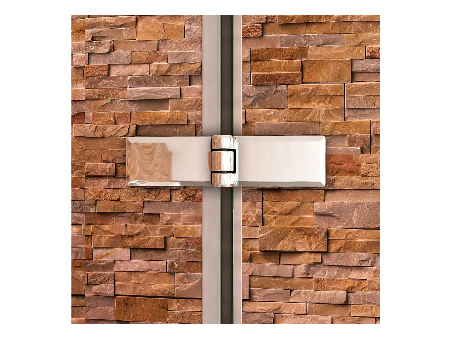 140x80x140cm Badwand 3 panelen vouwbaar met vast zijwand,6 mm nano helder veiligheidsglas met horizontale strepen - glanzend chroom