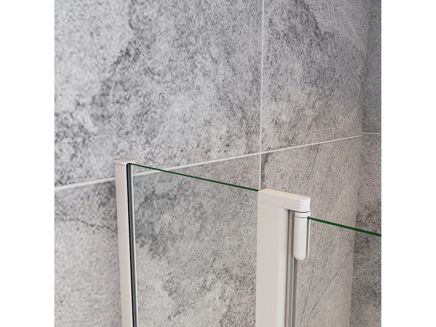 100x140cm Badscherm badwand draaibaar,4mm helder veiligheidsglas - mat wit profiel