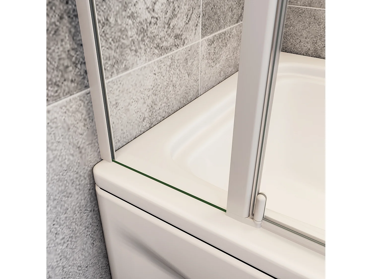 100x140cm Badscherm badwand draaibaar,4mm helder veiligheidsglas - mat wit profiel