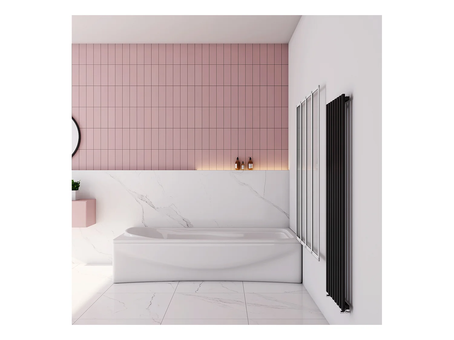 Badwand 4 panelen vouwbaar 90x140 cm,4mm helder ESG-veiligheidsglas,profiel van mat grijs