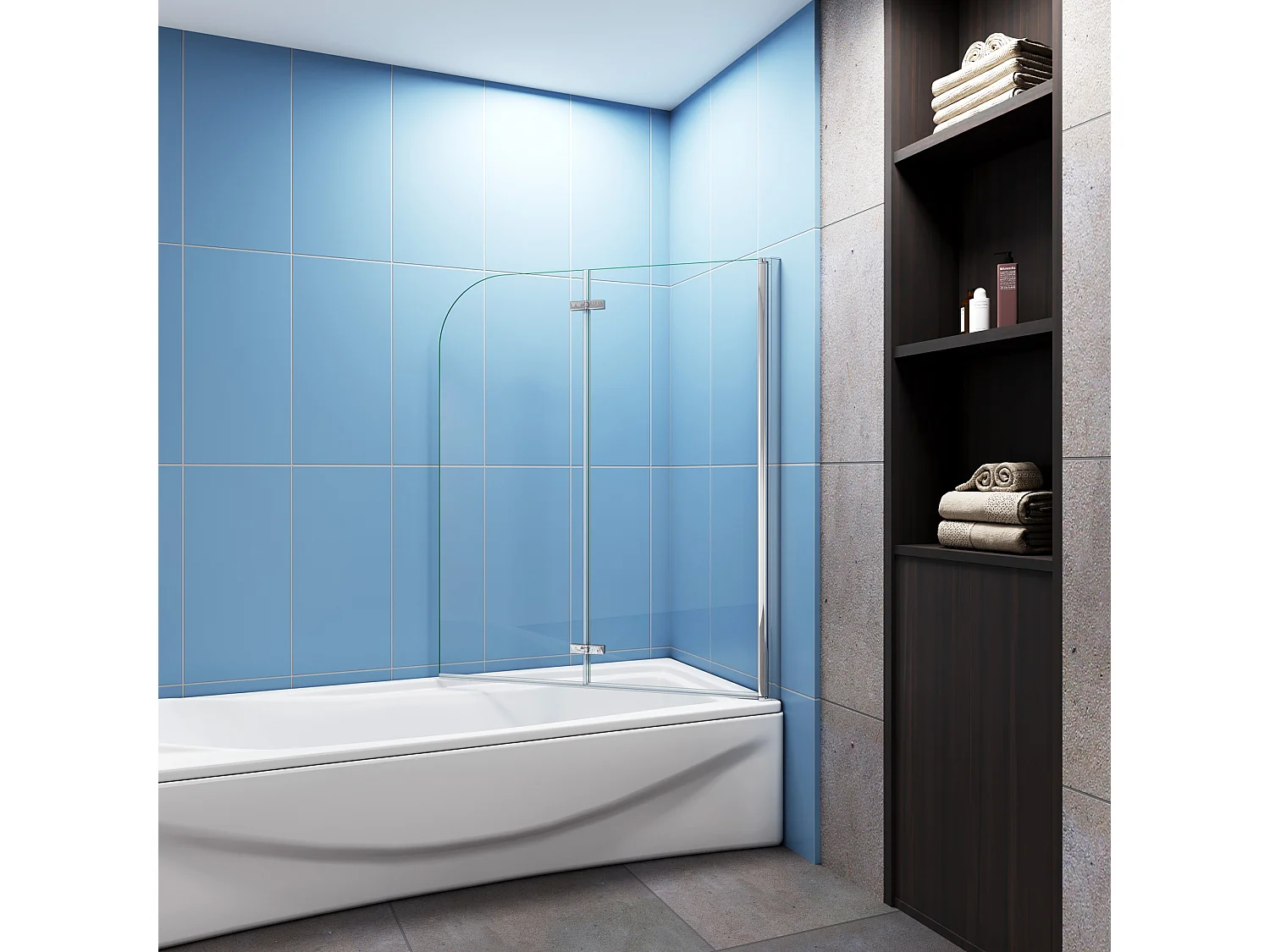 110x140cm Badscherm badwand 2 panelen vouwbaar,6mm NANO helder ESG-veiligheidsglas,profiel van glanzend chroom