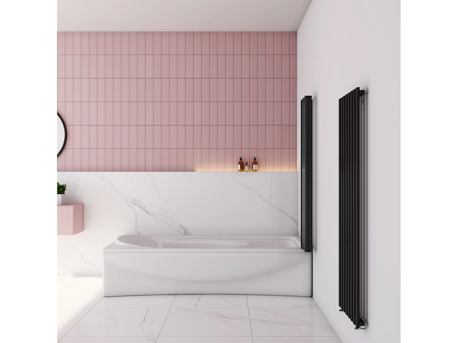 100x140cm Badwand 4-delig vouwbaar,4mm helder ESG-veiligheidsglas - mat zwart profiel