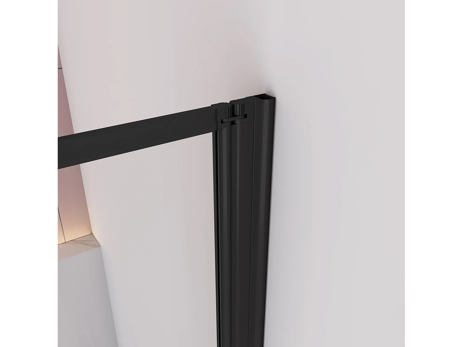 100x140cm Badwand 4-delig vouwbaar,4mm helder ESG-veiligheidsglas - mat zwart profiel