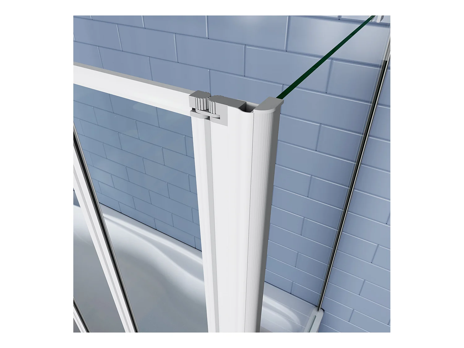 120x75x140cm Badwand 5 panelen vouwbaar met vast zijwand,4mm helder ESG-veiligheidsglas,profiel van mat grijs