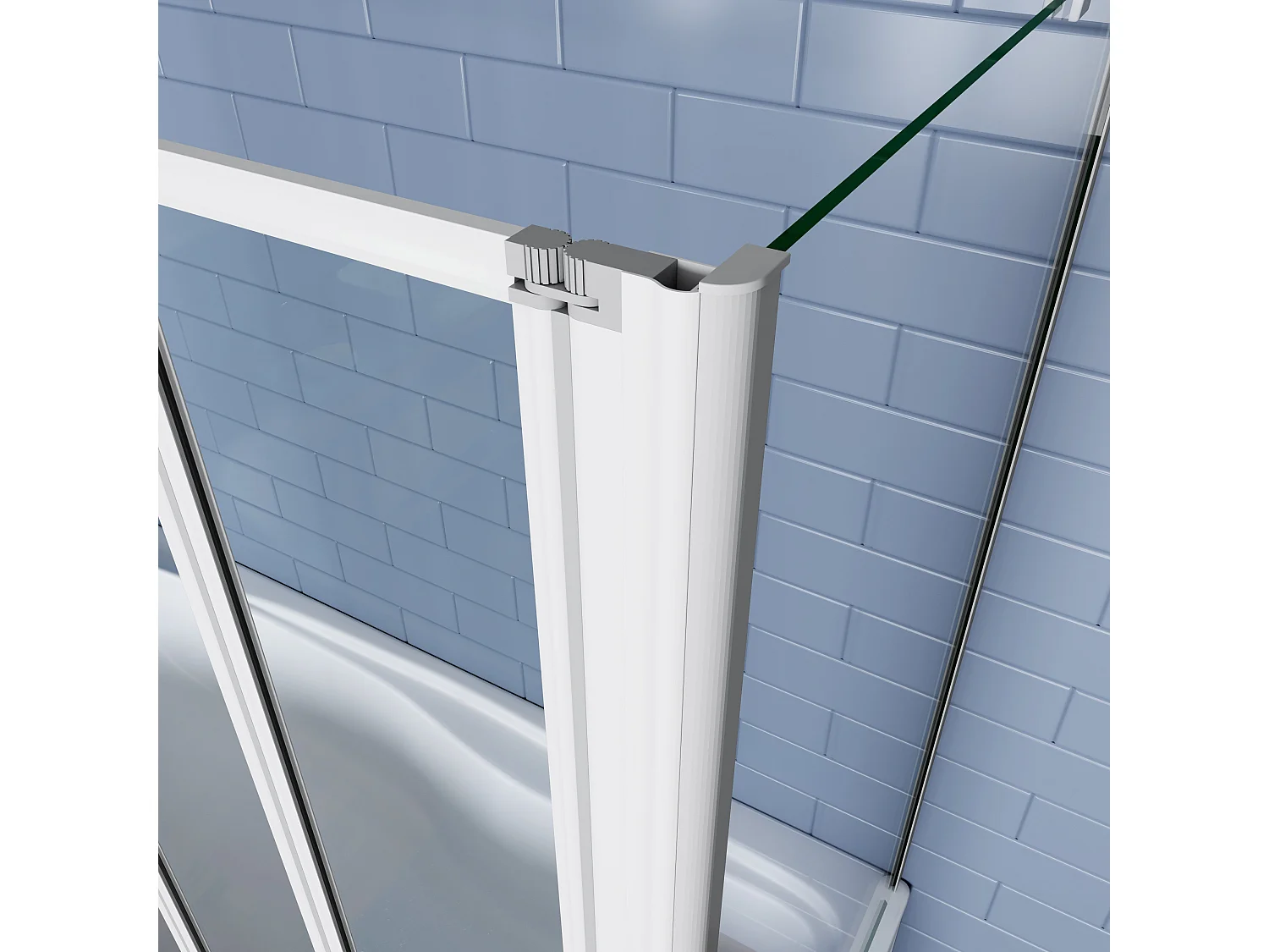 120x75x140cm Badwand 5 panelen vouwbaar met vast zijwand,4mm helder ESG-veiligheidsglas,profiel van mat grijs