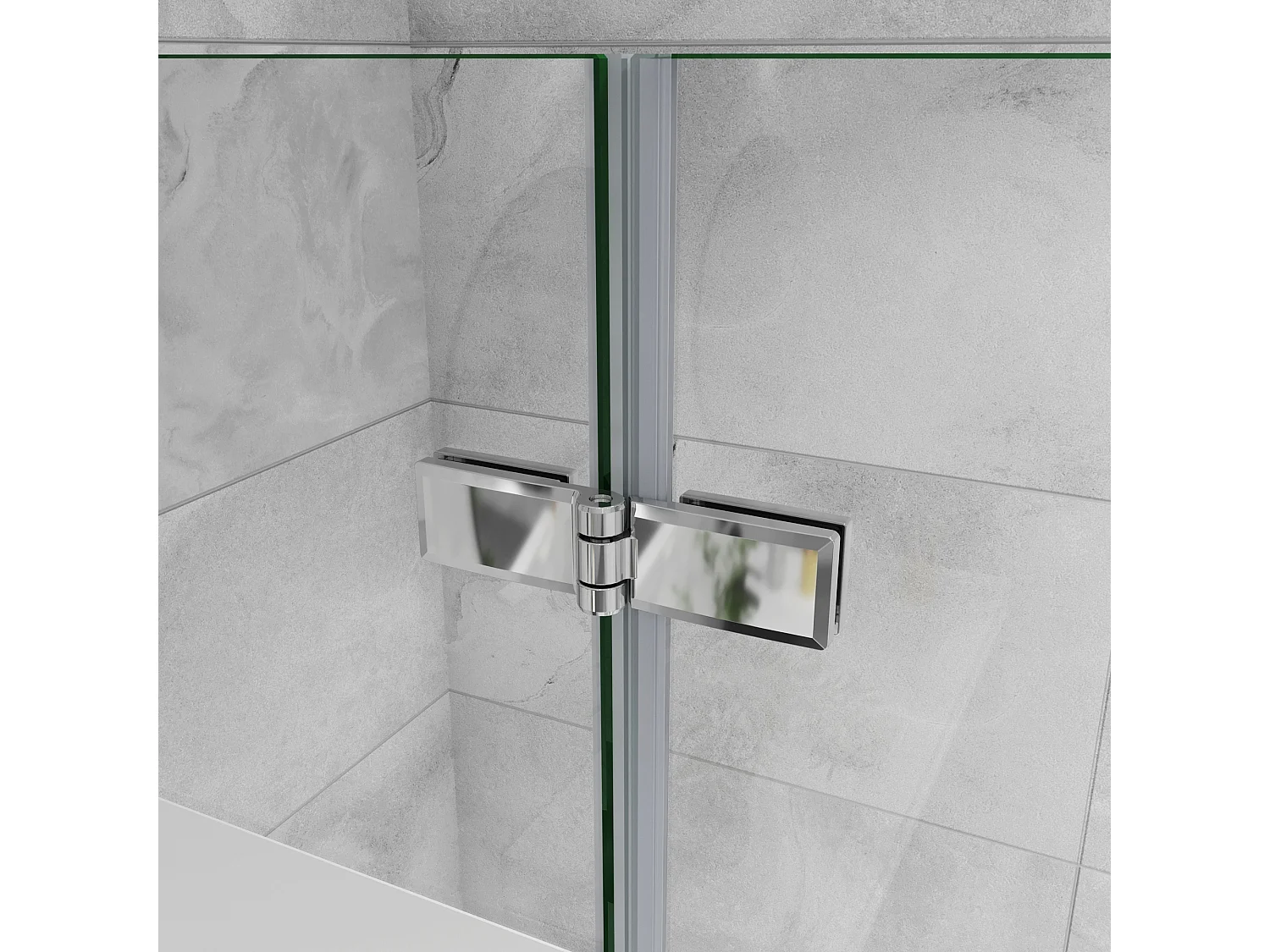 Opvouwbaar badwand 2 panelen vouwbaar 120x140cm,6 mm nano helder veiligheidsglas met horizontale strepen - glanzend chroom