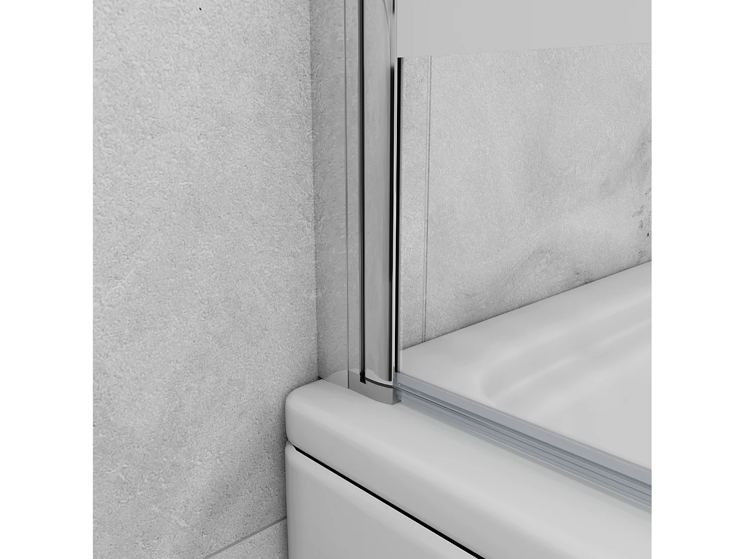 Opvouwbaar badwand 2 panelen vouwbaar 120x140cm,6 mm nano helder veiligheidsglas met horizontale strepen - glanzend chroom