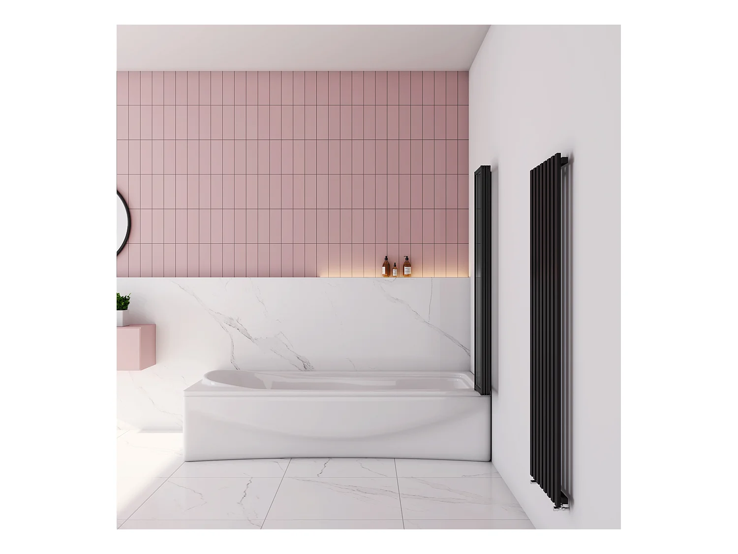 90x140cm Badwand 4-delig vouwbaar,4mm helder ESG-veiligheidsglas - mat zwart profiel