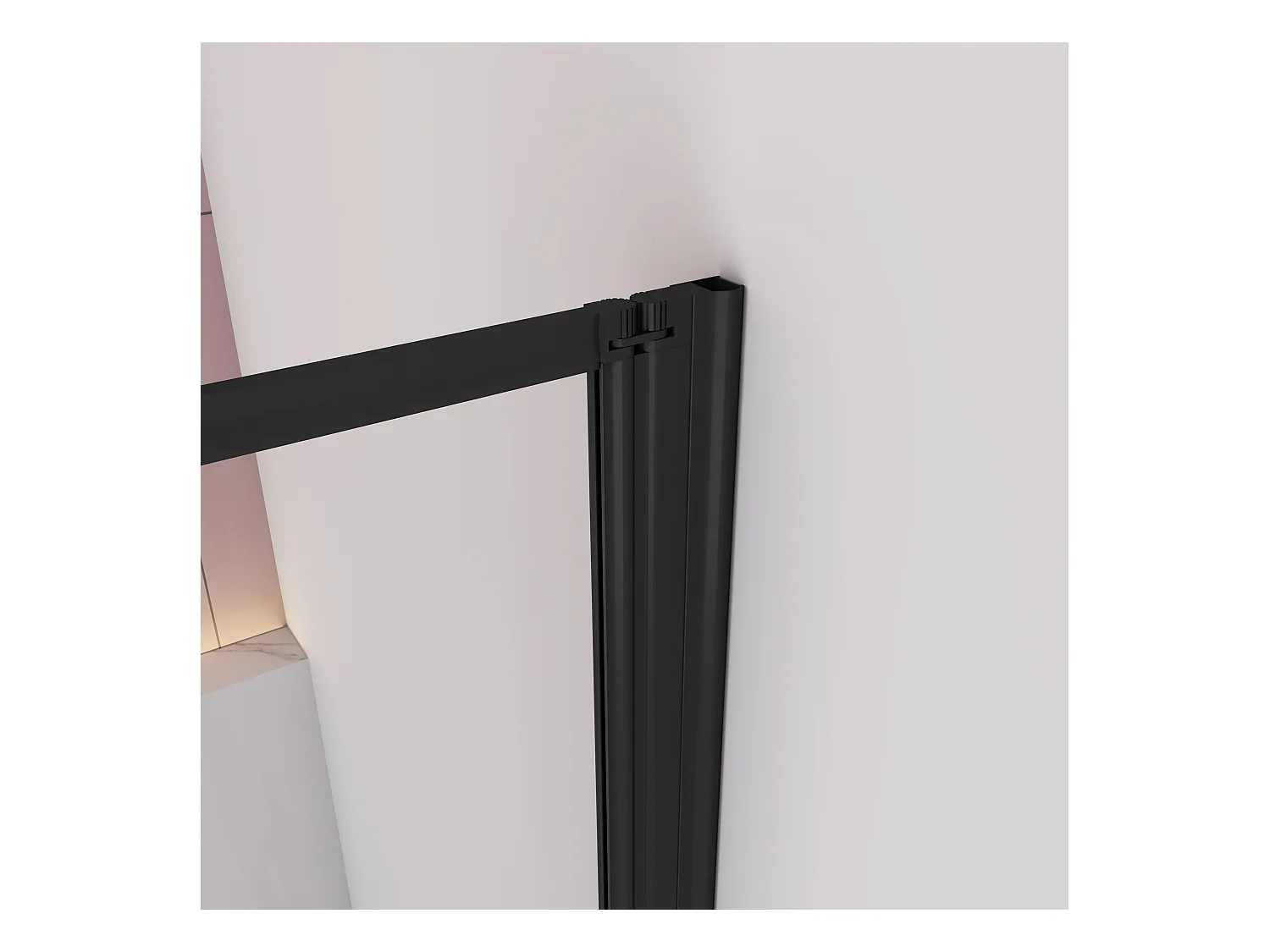 90x140cm Badwand 4-delig vouwbaar,4mm helder ESG-veiligheidsglas - mat zwart profiel