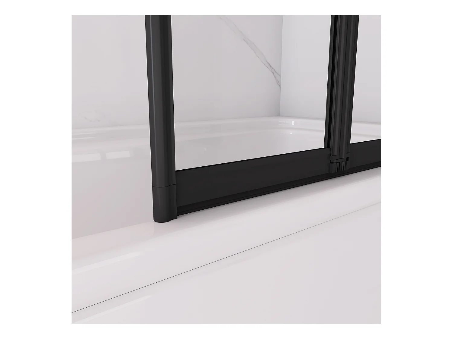 90x140cm Badwand 4-delig vouwbaar,4mm helder ESG-veiligheidsglas - mat zwart profiel