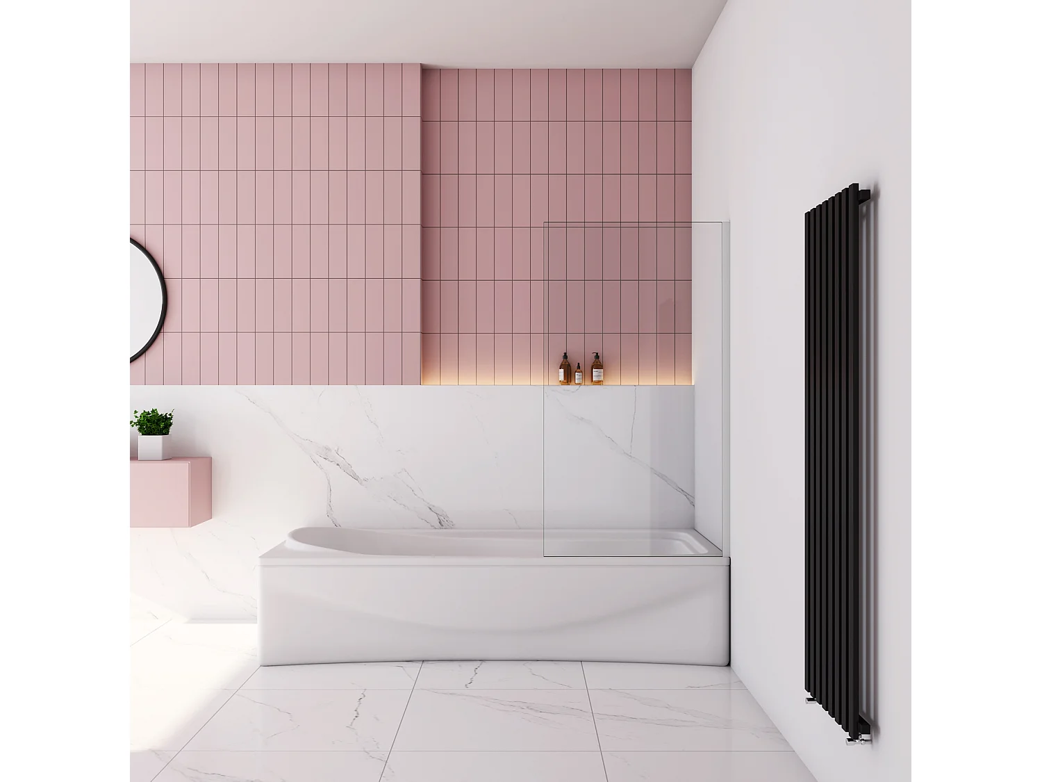 80x140cm Badscherm badwand draaibaar,6 mm nano helder veiligheidsglas - glanzend chroom