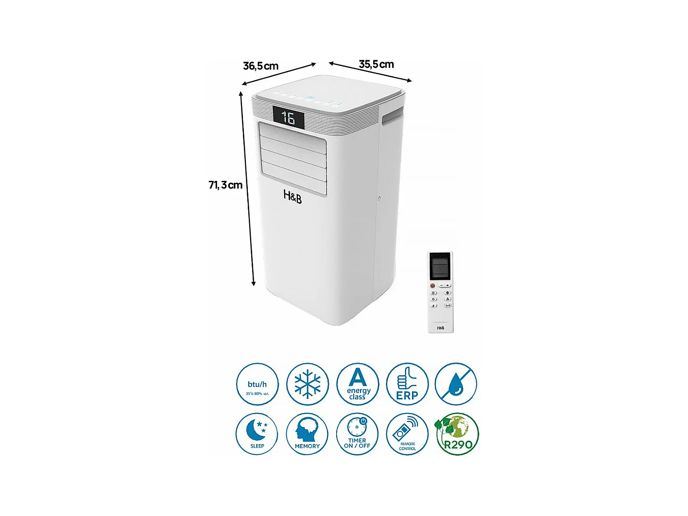Climatiseur mobile déshumidificateur 9000 BTU - 2600w - Avec filtre antibactérien