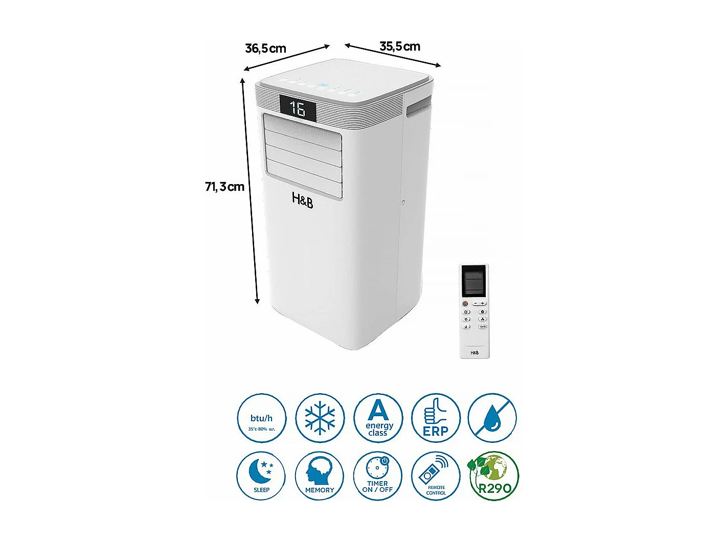 Climatiseur mobile déshumidificateur 9000 BTU - 2600w - Avec filtre antibactérien