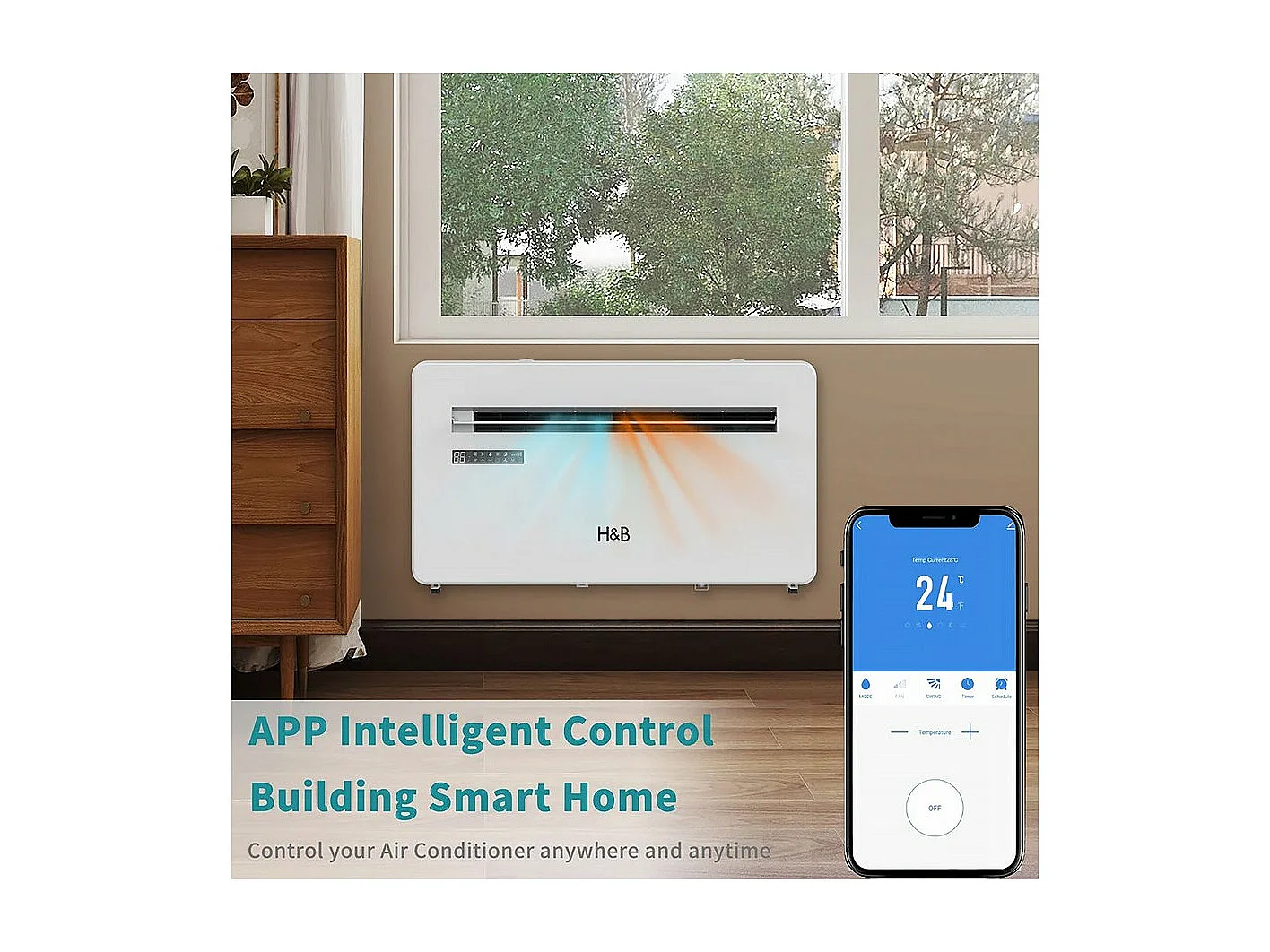 Climatiseur monobloc wifi réversible - 3000W - Blanc