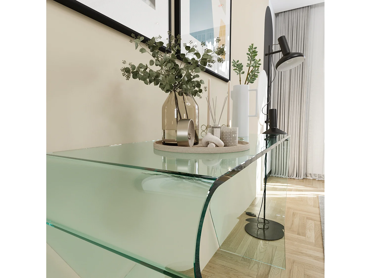 Consolle Tavolo Scrivania Ingresso Soggiorno Camera Da Pranzo Letto Salotto Ufficio Sala Vetro Cristallo Tavolino Stretto Salvaspazio Design Moderno Raffinato