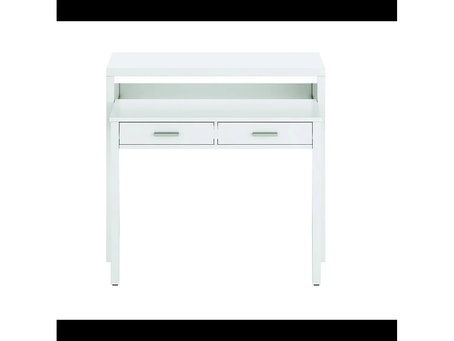 Scrivania Allungabile Con 2 Cassetti Scrittoio Ufficio Cameretta Salvaspazio Scrivania Estensibile Design Arredo Casa Guide Metalliche 98.5 x 36 x 87.5 cm Bianco